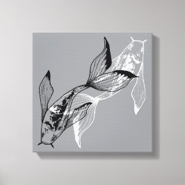 Minimalist Yin Yang Koi Fish Canvas Print キャンバスプリント