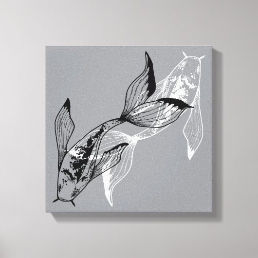 Minimalist Yin Yang Koi Fish Canvas Print キャンバスプリント (正面)