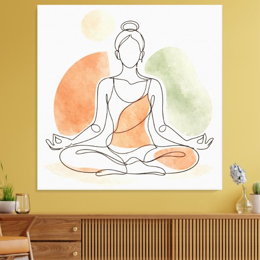 Minimalist Yoga Meditation Stretched Canvas キャンバスプリント (インサイチュ (リビング))