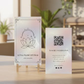 Minimalist Yoga Studio with QR Code | Holographic  名刺