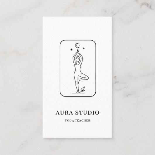 Minimalist Yoga Teacher Business Card with QR Code 名刺 (正面)