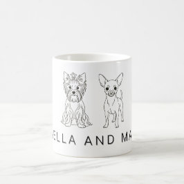 Minimalist Yorkie & Chihuahua Custom Name  - コーヒーマグカップ