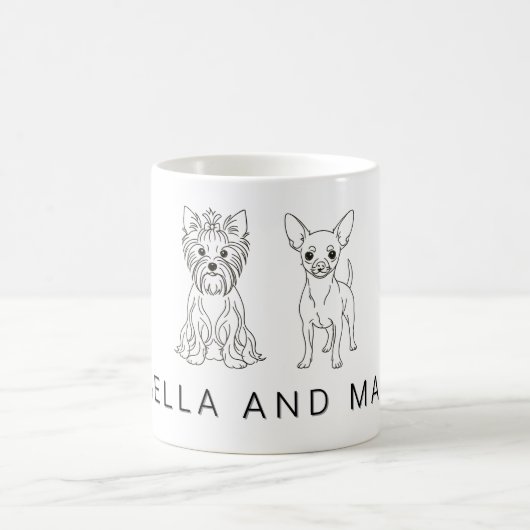 Minimalist Yorkie & Chihuahua Custom Name - コーヒーマグカップ (中央)