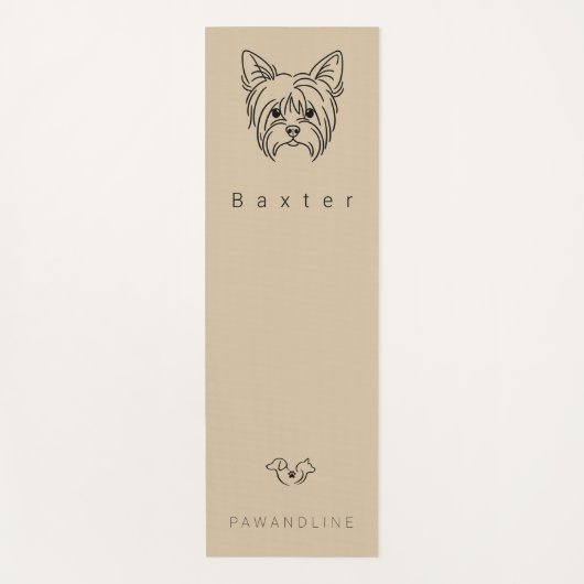 Minimalist Yorkie Yoga Mat | Custom Pet Name ヨガマット (正面)
