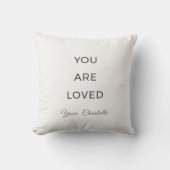 Minimalist You Are Loved Neutral Throw Pillow クッション (正面)