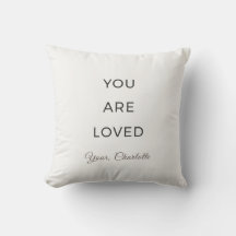 Minimalist You Are Loved Neutral Throw Pillow