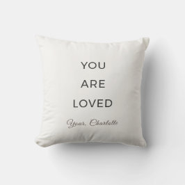 Minimalist You Are Loved Neutral Throw Pillow クッション