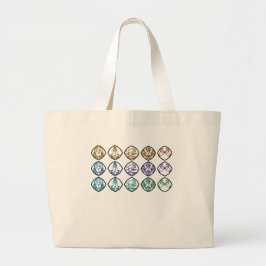 Minimalist Zen Buddhist Mudras Tote Bag ラージトートバッグ