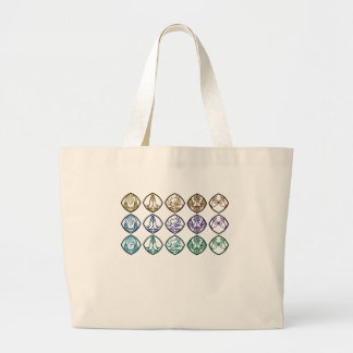 Minimalist Zen Buddhist Mudras Tote Bag ラージトートバッグ