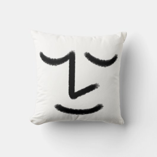 Minimalist Zen Face Throw Pillow クッション (正面)