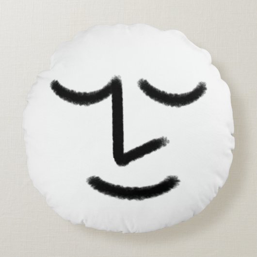 Minimalist Zen Face Throw Pillow ラウンドクッション (正面)
