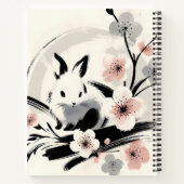Minimalist Zen Ink Bunny Cherry Blossoms ノートブック (裏面)