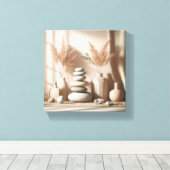 Minimalist Zen Still Life Art - Balanced Stones an キャンバスプリント (インサイチュ (ウッドフロア))