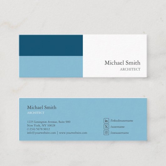 minimalista bloques geométricos azul elegante スキニー名刺