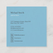 minimalista bloques geométricos azul elegante スクエア名刺 (裏面)