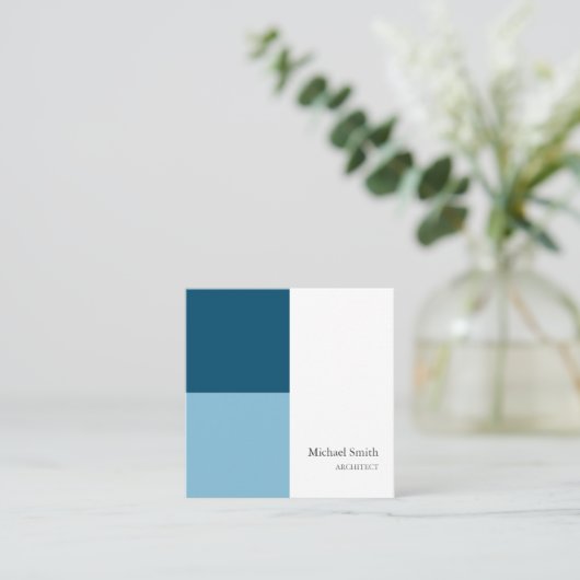 minimalista bloques geométricos azul elegante スクエア名刺 (スタンド正面)