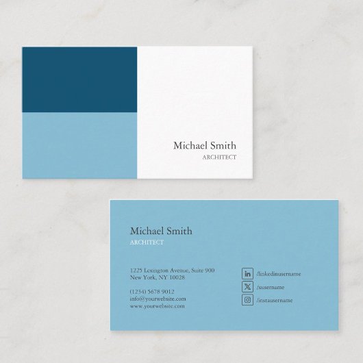minimalista bloques geométricos azul elegante 名刺
