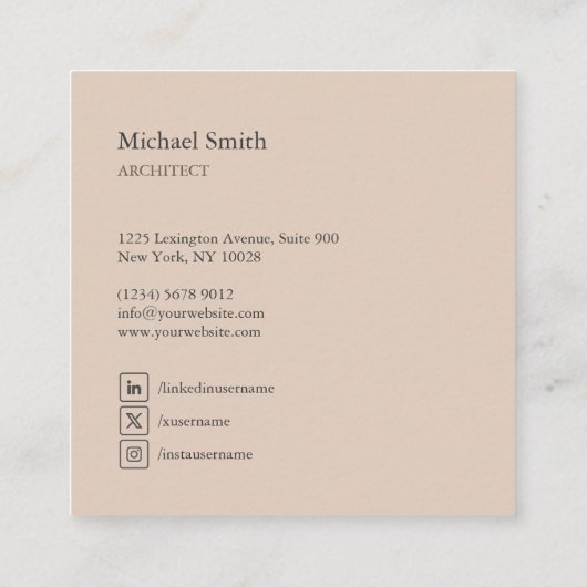 minimalista bloques geométricos marrón elegante スクエア名刺 (裏面)