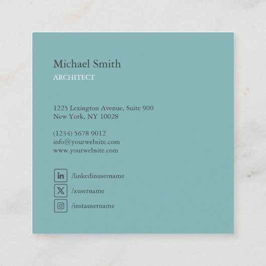 minimalista bloques geométricos turquesa elegante スクエア名刺 (裏面)
