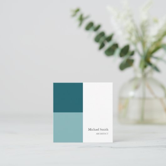 minimalista bloques geométricos turquesa elegante スクエア名刺 (スタンド正面)