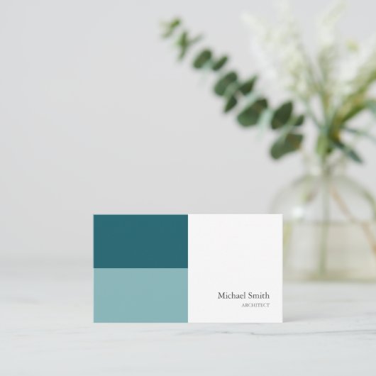 minimalista bloques geométricos turquesa elegante 名刺 (スタンド正面)