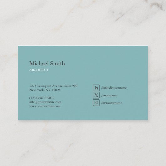 minimalista bloques geométricos turquesa elegante 名刺 (裏面)