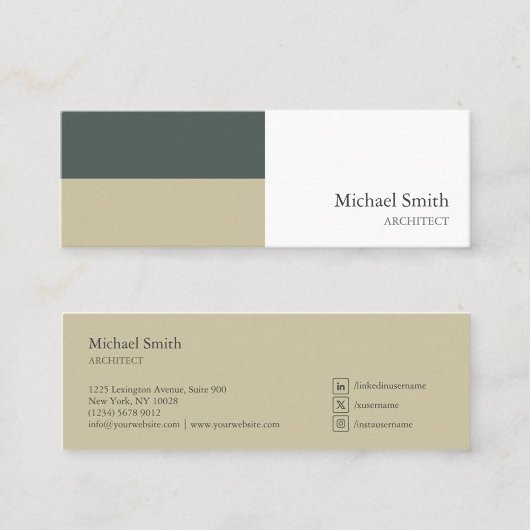 minimalista bloques geométricos verde elegante スキニー名刺