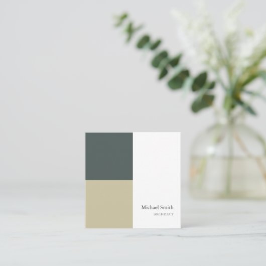 minimalista bloques geométricos verde elegante スクエア名刺 (スタンド正面)