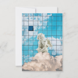 Minimalista Branco Místico Anjo Céu Visão Urbana 招待状