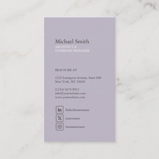 minimalista moderna elegante geometrica arquitecto 名刺 (裏面)