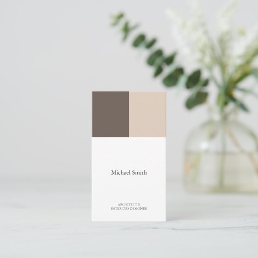 minimalista moderna elegante patrón marrón 名刺 (スタンド正面)