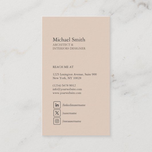 minimalista moderna elegante patrón marrón 名刺 (裏面)