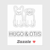 MinimalistFrenchie & Pug Custom Name Vinyl Sticker シール (シート)