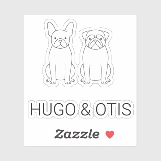 MinimalistFrenchie & Pug Custom Name Vinyl Sticker シール (シート)