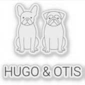 MinimalistFrenchie & Pug Custom Name Vinyl Sticker シール (正面)