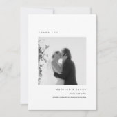 Minimalistic 2-Photo Black & White Wedding Custom サンキューカード (正面)