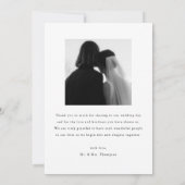 Minimalistic 2-Photo Black & White Wedding Custom サンキューカード (裏面)