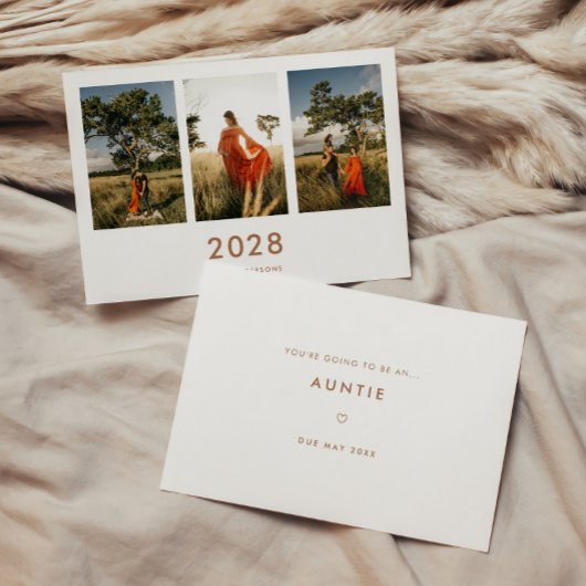 Minimalistic 3-Photo New Auntie Pregnancy 案内状