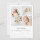 Minimalistic 4-Photo Collage New Baby Birth 案内状 (裏面)
