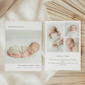 Minimalistic 4-Photo Collage New Baby Birth 案内状