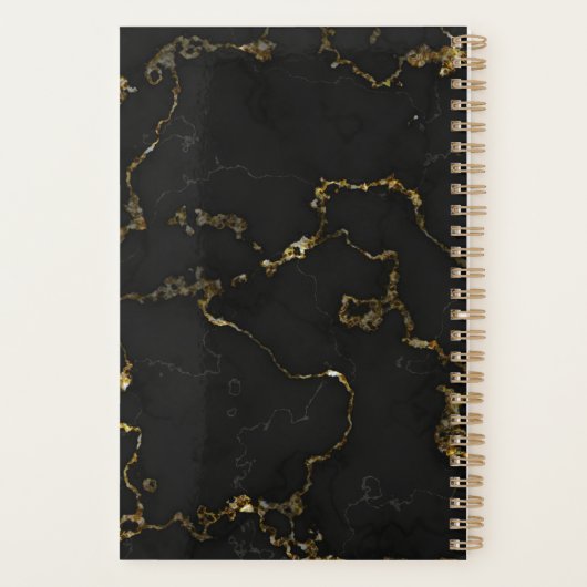 Minimalistic Black and Gold Marbled Monogram プランナー手帳 (裏面)
