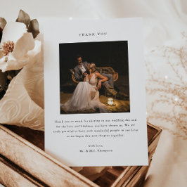 Minimalistic Black & White 2-Photo Wedding サンキューカード