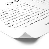 Minimalistic Black & White Leaf Wedding Vows ポスター (角)