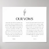 Minimalistic Black & White Leaf Wedding Vows ポスター (正面)