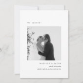 Minimalistic Black & White Photo Wedding Elopement 案内状 (正面)