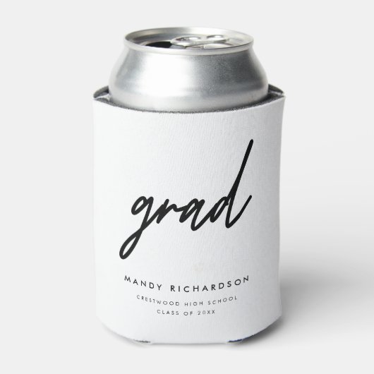 Minimalistic Black & White Script Graduation Party 缶クーラー (缶正面)