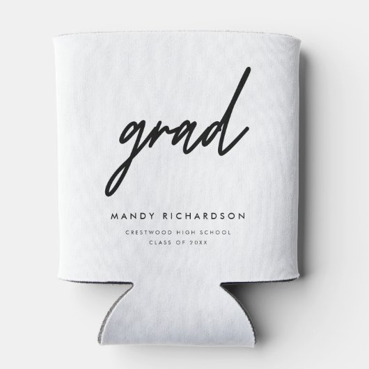 Minimalistic Black & White Script Graduation Party 缶クーラー (裏面)