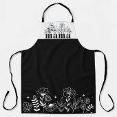 Minimalistic Black & White Wildflower Mama エプロン (正面)