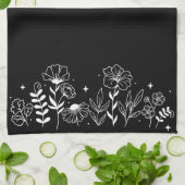 Minimalistic Black & White Wildflower Mama キッチンタオル (折り畳み)