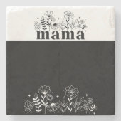 Minimalistic Black & White Wildflower Mama  ストーンコースター (正面)